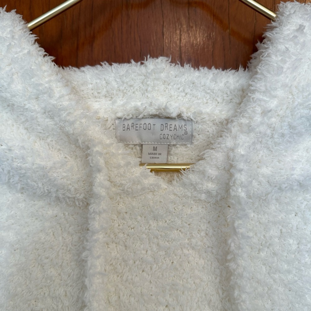 Barefoot Dreams Cozychic Teddy Pullover Hoodie White Womens M - Picture 4 of 5